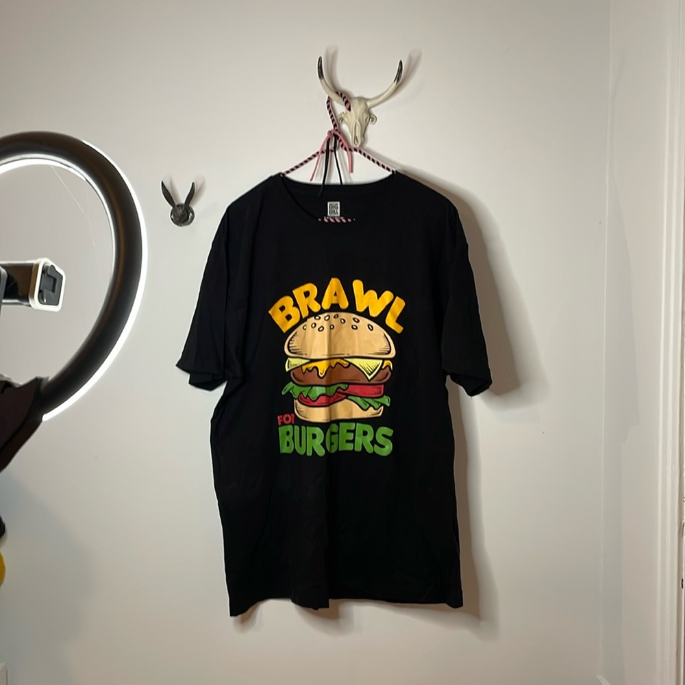 Funny Brawl for Burgers 100% cotton tee